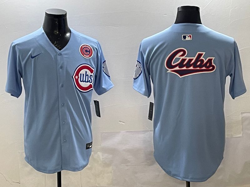 Men Chicago Cubs Blank Light Blue Throwback Fashion 2025 Nike MLB Jersey style 4->los angeles dodgers->MLB Jersey
